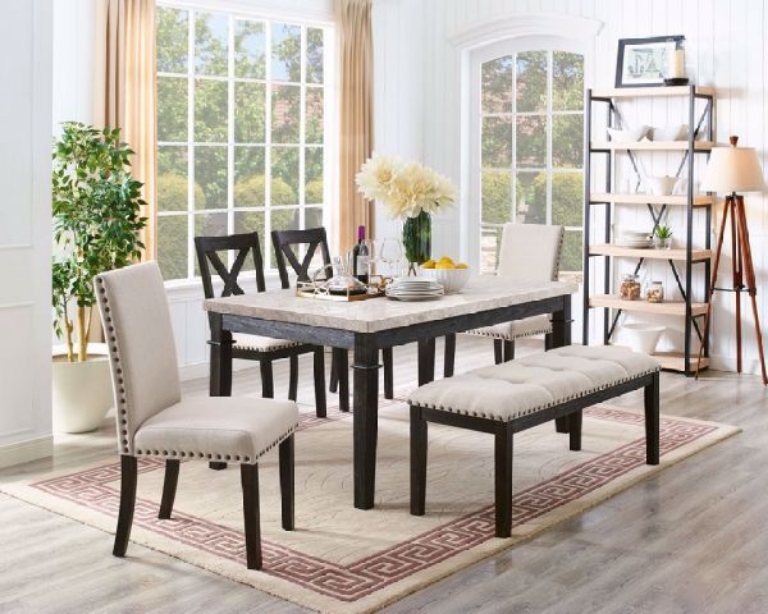 Picture of GREYSTONE MARBLE WOOD SIDE CHAIR