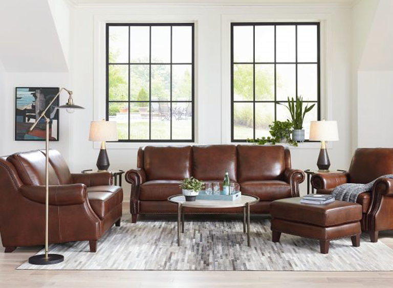 Picture of BASSETT PIERCE LEATHER OTTOMAN