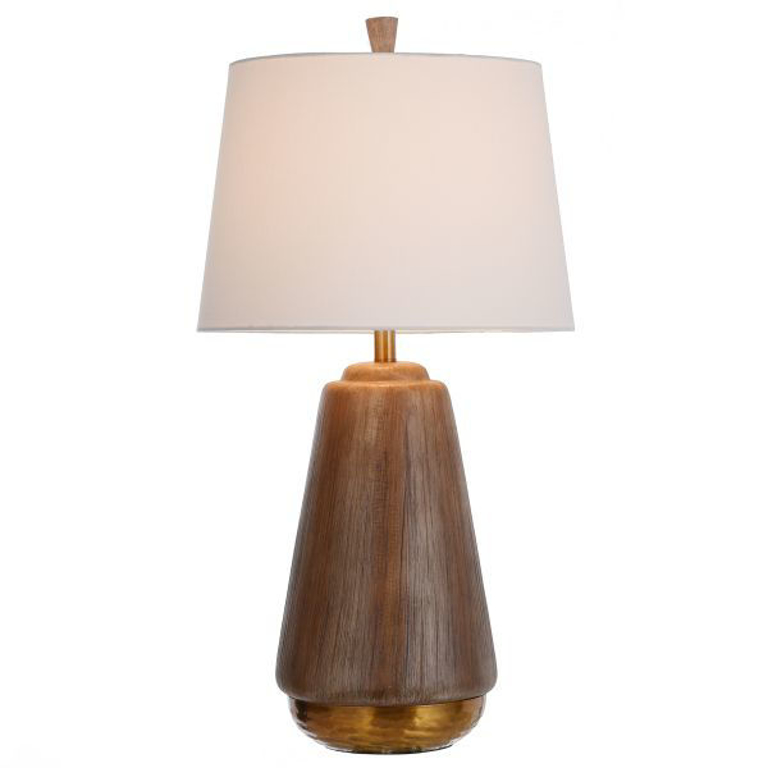 Picture of ROUND FAUX WOOD LAMP