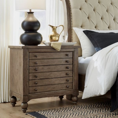 Picture of AMERICANA FARMHOUSE DUSTY TAUPE BEDSIDE CHEST