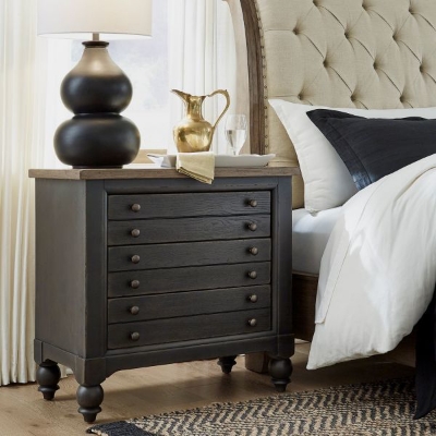 Picture of AMERICANA FARMHOUSE BLACK BEDSIDE CHEST