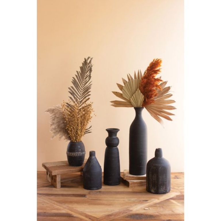 Picture of MODERN BLACK CLAY VASE SET