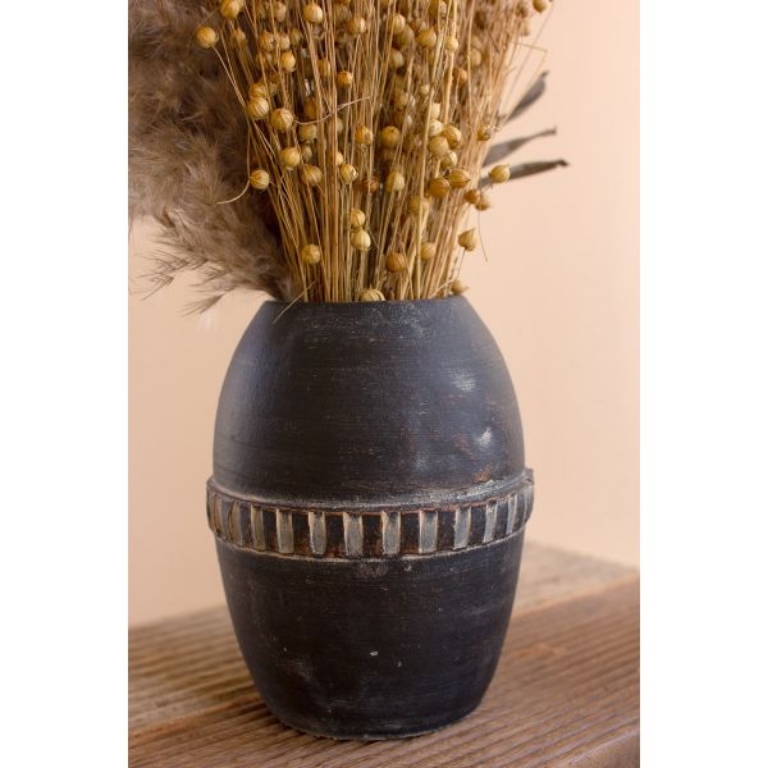 Picture of MODERN BLACK CLAY VASE SET