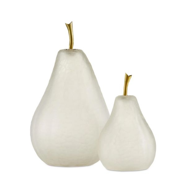 Picture of GLASS WHITE PEAR SET OF TWO