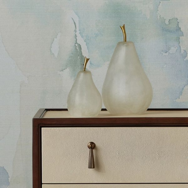 Picture of GLASS WHITE PEAR SET OF TWO