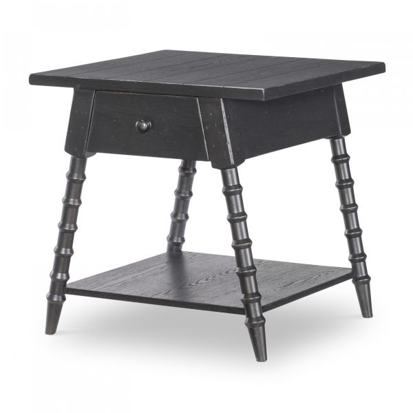 Picture of VINTAGE MARKET KETTLE BLACK SPLAYED BOBBIN LEG END TABLE