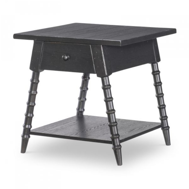 Picture of VINTAGE MARKET KETTLE BLACK SPLAYED BOBBIN LEG END TABLE