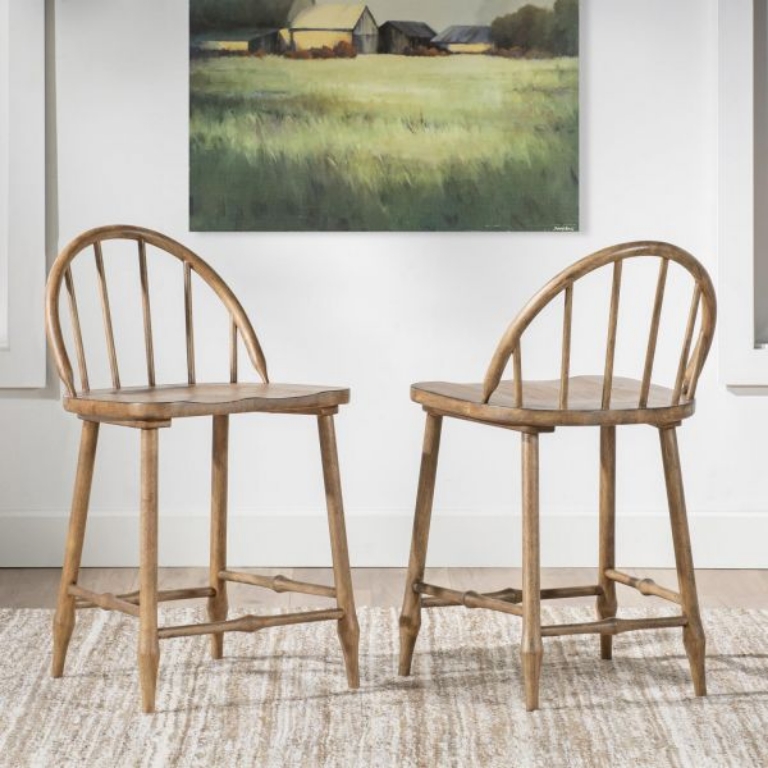 Picture of VINTAGE MARKET BARNWOOD OAK WINDSOR COUNTER STOOL
