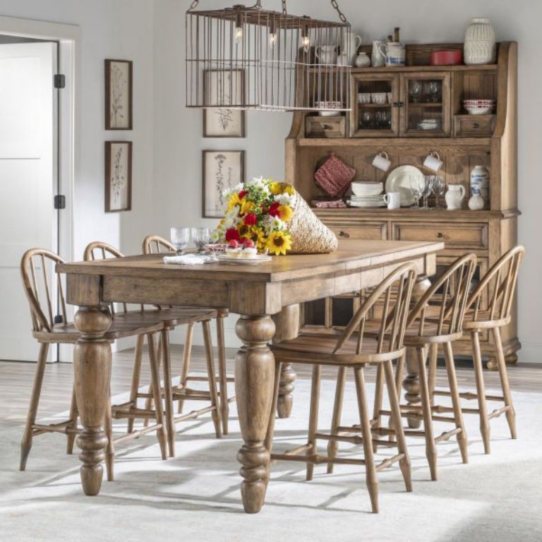 Picture of VINTAGE MARKET BARNWOOD OAK WINDSOR COUNTER STOOL