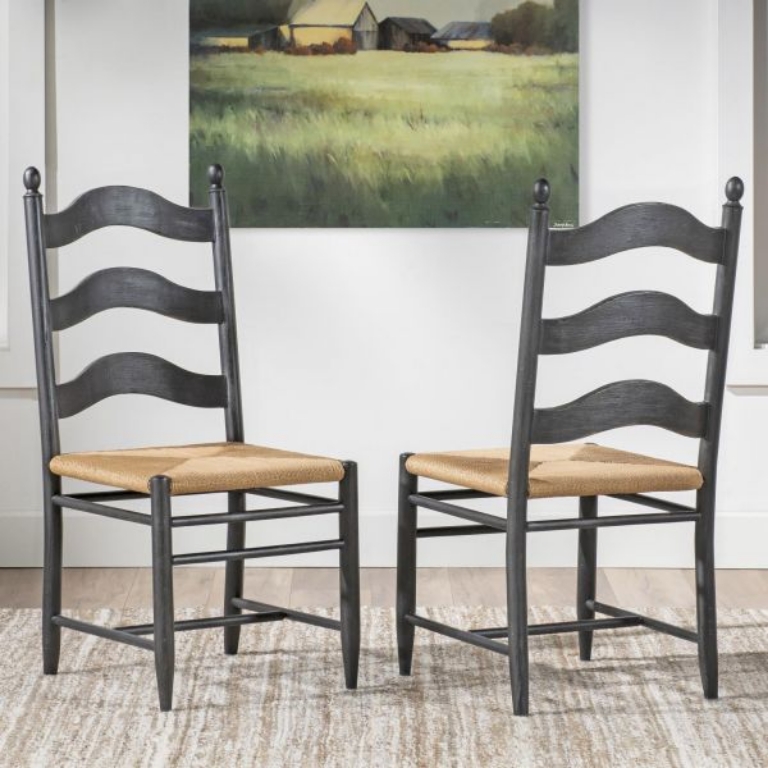 Picture of VINTAGE MARKET KETTLE BLACK LADDER BACK SIDE CHAIR