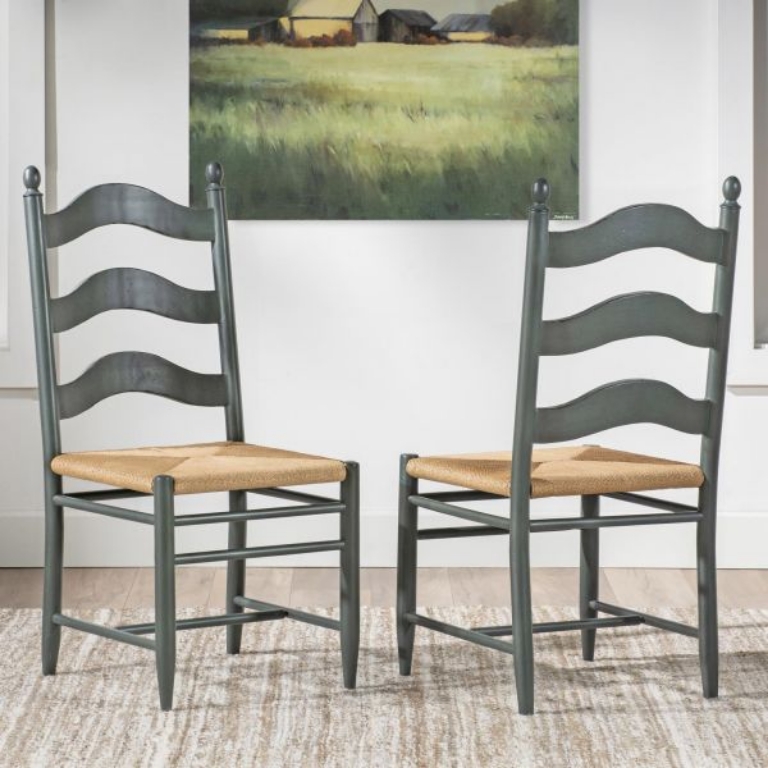 Picture of VINTAGE MARKET MALLARD GREEN LADDER BACK SIDE CHAIR