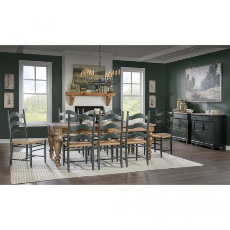 Picture of VINTAGE MARKET MALLARD GREEN LADDER BACK SIDE CHAIR