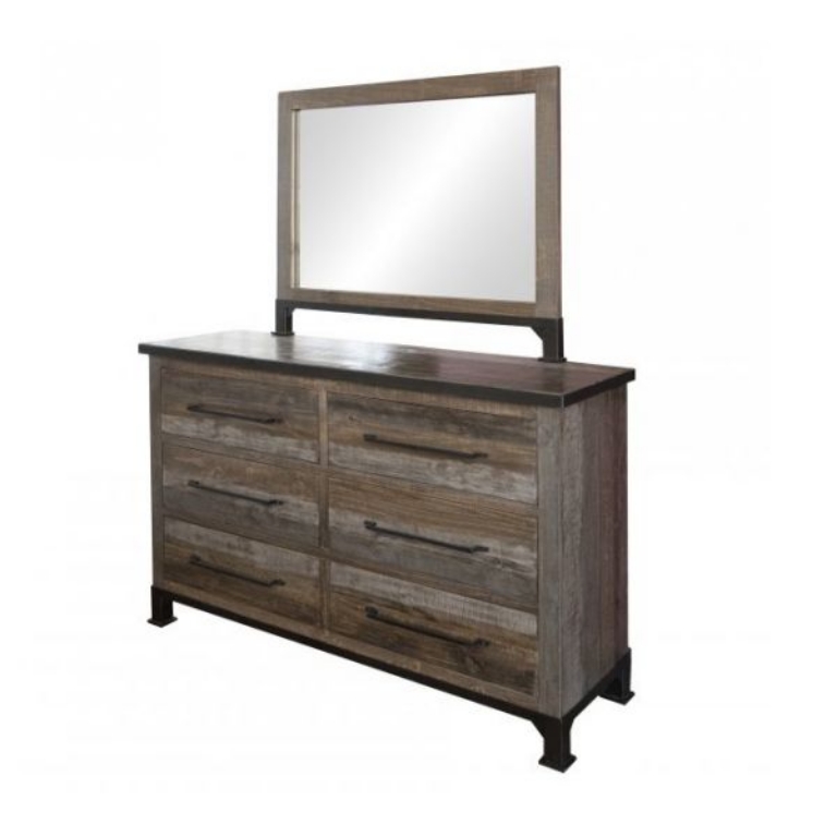 Picture of ANTIQUE GRAY DRESSER & MIRROR