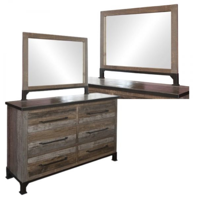 Picture of ANTIQUE GRAY DRESSER & MIRROR